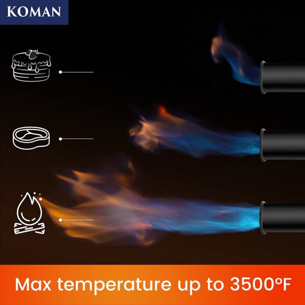 Cooking Propane Torch,Kitchen Culinary Torch with Safety Lock,Handheld Blow Torch,Flamethrower Fire Gun,Campfire Starter,Grilling and BBQ Tool for Steak & Creme Brulee - Image 2