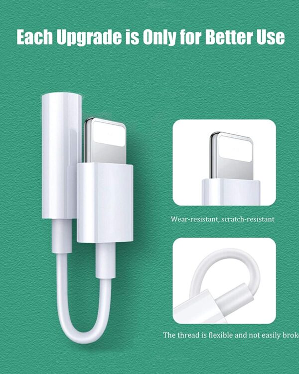 [2 Pack] iPhone Adapter，Apple MFi Certified iPhone to 3.5mm Aux Audio Accessories Headset Splitter Adaptor Compatible for Music Compatible with iPhone 14/13 Pro Max X/XS/Max/7 8 Support All iOS System - Image 5
