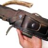 Ottoza Handmade Leather Knife Sheath SIDE DRAW Knife Sheath - Bushcraft Knife Sheath - Hunting Knife Sheath - Survival Knife Sheath - Vertical Knife Sheath Dark Brown TOP GRAIN LEATHER No:207 - Image 7