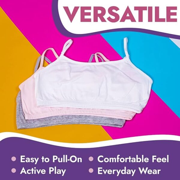 Popular Cotton Girls Training Bra – Soft Crop Cami Training Bras with Adjustable Straps | Multipack Comfort Fit | Ideal for Tweens & Pre-Teens - Image 3