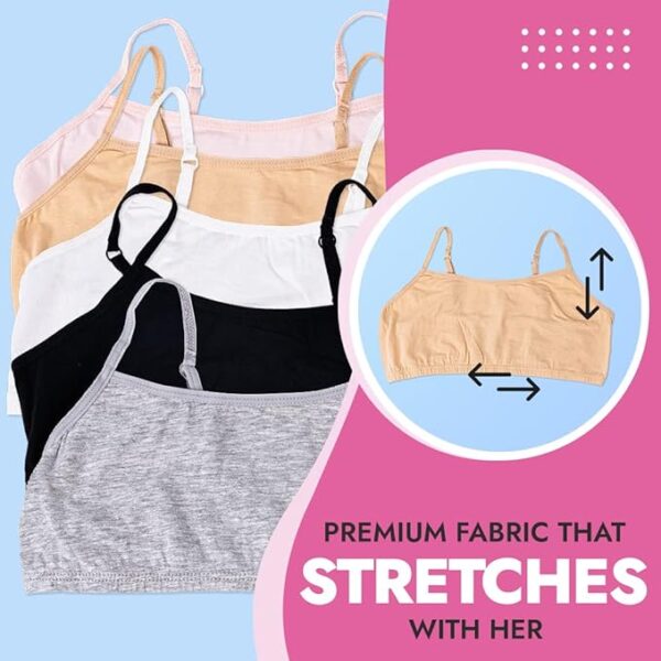 Popular Cotton Girls Training Bra – Soft Crop Cami Training Bras with Adjustable Straps | Multipack Comfort Fit | Ideal for Tweens & Pre-Teens - Image 4