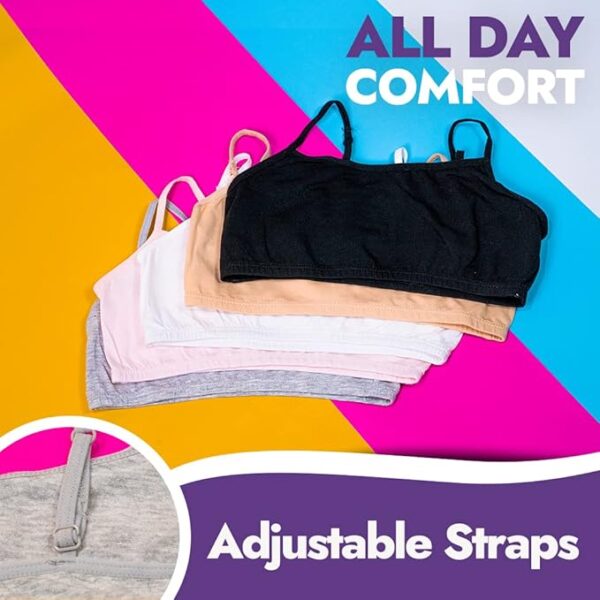 Popular Cotton Girls Training Bra – Soft Crop Cami Training Bras with Adjustable Straps | Multipack Comfort Fit | Ideal for Tweens & Pre-Teens - Image 2