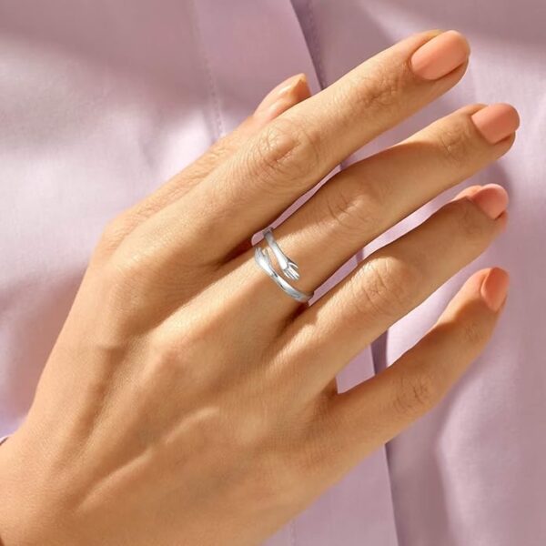 Esteel S925 Sterling Silver Hug Ring – Adjustable Cute Hug Ring for Women, Girls, Daughters, Wife, Mom – Mother’s Day & Birthday Gift Jewelry - Image 2