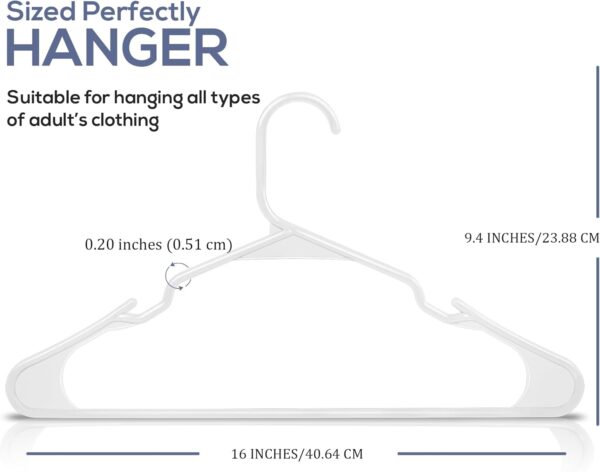 Utopia Home Plastic Hangers 50 Pack – Durable Space Saving White Hangers for Clothes | Closet Organizer & Dorm Room Essentials for Men & Women - Image 2