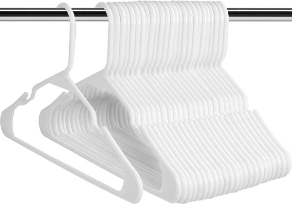 Utopia Home Plastic Hangers 50 Pack – Durable Space Saving White Hangers for Clothes | Closet Organizer & Dorm Room Essentials for Men & Women - Image 3