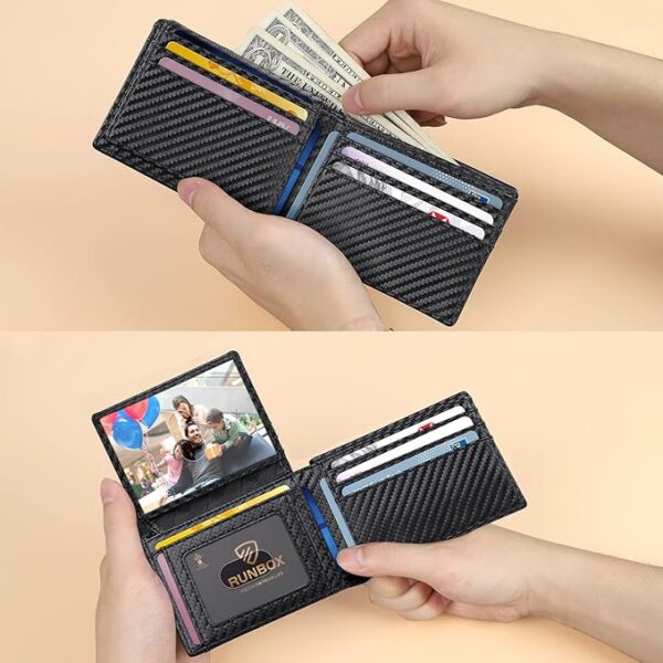 RUNBOX Wallet for Men – Slim RFID Blocking Leather Bifold Wallet with 2 ID Windows & Gift Box – Minimalist Stylish Card Holder - Image 6