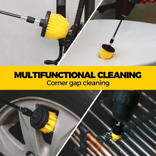 Holikme 6 Pack Drill Brush Power Scrubber Cleaning Kit – All Purpose Drill Brush Set with Long Attachment for Bathroom, Kitchen, Floor, Tile, Tub & Grout – Yellow | Alqabi Online Shop - Image 7