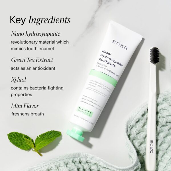 Boka Nano Hydroxyapatite Fluoride-Free Toothpaste - Sensitive Teeth Protection, Ela Mint Flavor, 4oz | Safe for Adults & Kids | USA Made Oral Care – 1 Pack - Image 3