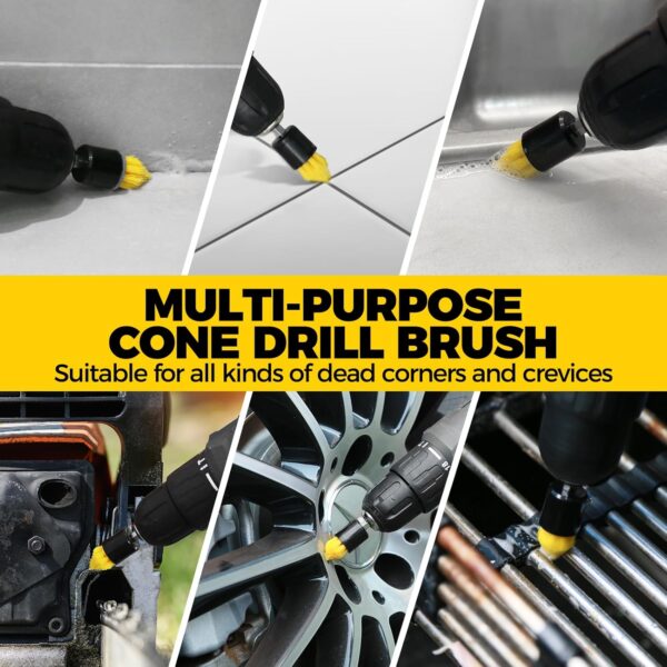 Holikme 6 Pack Drill Brush Power Scrubber Cleaning Kit – All Purpose Drill Brush Set with Long Attachment for Bathroom, Kitchen, Floor, Tile, Tub & Grout – Yellow | Alqabi Online Shop - Image 4