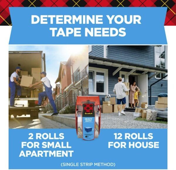 Scotch Heavy Duty Shipping and Moving Packing Tape, Clear, Packing and Moving Supplies, 1.88 in. x 22.2 yd., 6 Tape Rolls with Dispensers - Image 10