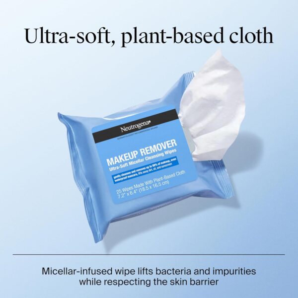 Neutrogena Makeup Remover Wipes – Gentle Daily Cleansing Towelettes, 2 x 25 ct | Oil-Free & Alcohol-Free Face Wipes - Image 5