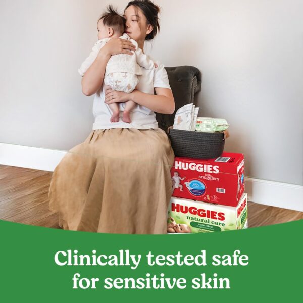 Huggies Natural Care Sensitive Baby Wipes | Unscented, Hypoallergenic, 99% Purified Water | 12 Flip-Top Packs (768 Wipes Total) | Gentle Baby Skincare | Alqabi Online Shop - Image 3