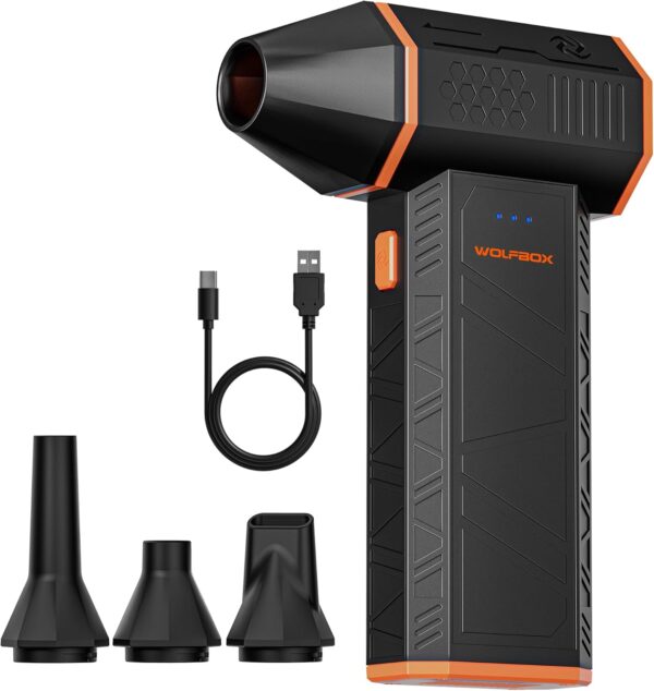 WOLFBOX MF50 Compressed Air Duster | 110000RPM Super Power Electric Mini Blower | 3-Gear Adjustable Fast Charging Dust Cleaner for Computer, Keyboard, Car & Home - Image 6