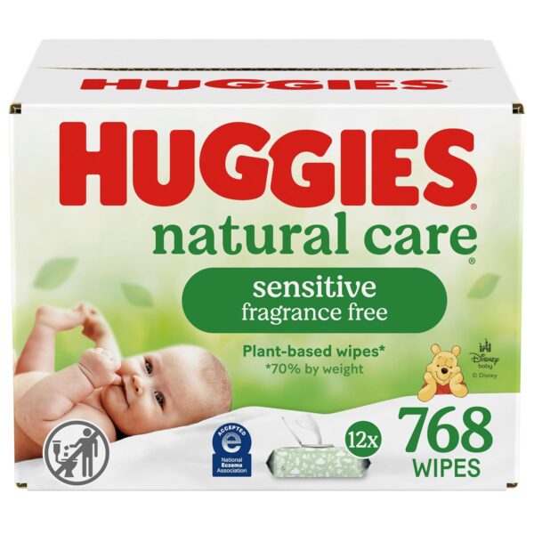 Huggies Natural Care Sensitive Baby Wipes | Unscented, Hypoallergenic, 99% Purified Water | 12 Flip-Top Packs (768 Wipes Total) | Gentle Baby Skincare | Alqabi Online Shop - Image 10