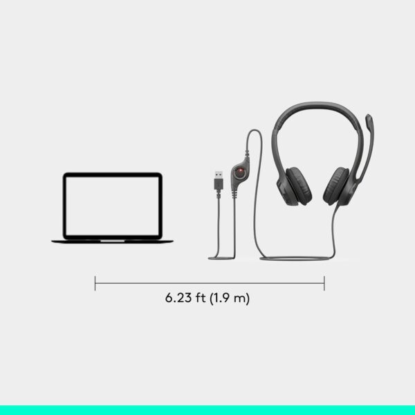 Logitech H390 Wired Headphones with Mic – USB Noise Cancelling Headset for PC, Video Calls, Music & Gaming – Black - Image 6