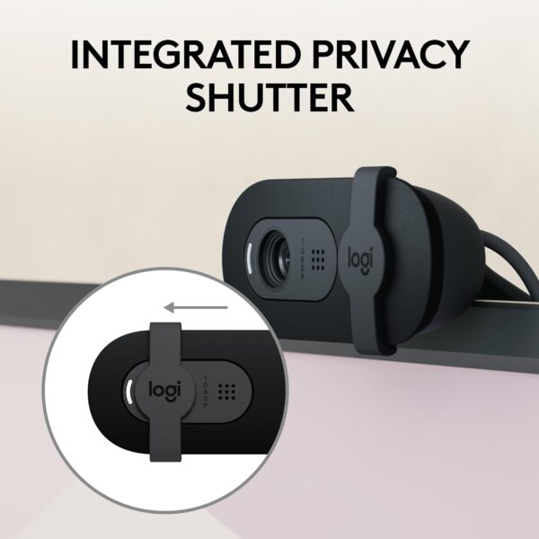 Logitech Brio 101 Full HD 1080p Webcam – Built-in Mic & Privacy Shutter for Meetings, Streaming & Video Calls (Black) - Image 6