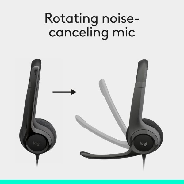 Logitech H390 Wired Headphones with Mic – USB Noise Cancelling Headset for PC, Video Calls, Music & Gaming – Black - Image 11
