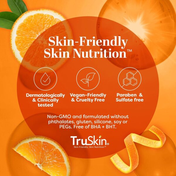 TruSkin Vitamin C Serum for Face – Anti-Aging & Brightening Serum with Vitamin C, Hyaluronic Acid & Vitamin E – Fades Dark Spots, Improves Skin Tone & Reduces Wrinkles – 1 Fl Oz - Image 2